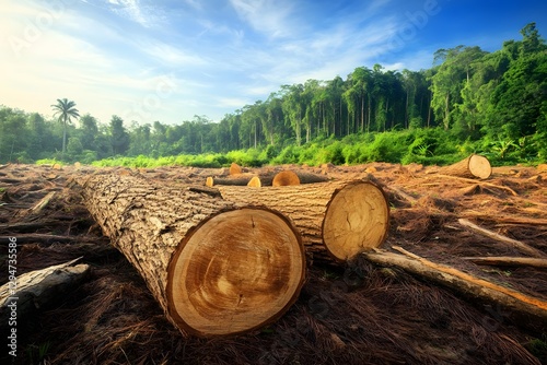 Deforestation Scene Rainforest Logging Trees Cut Down photo