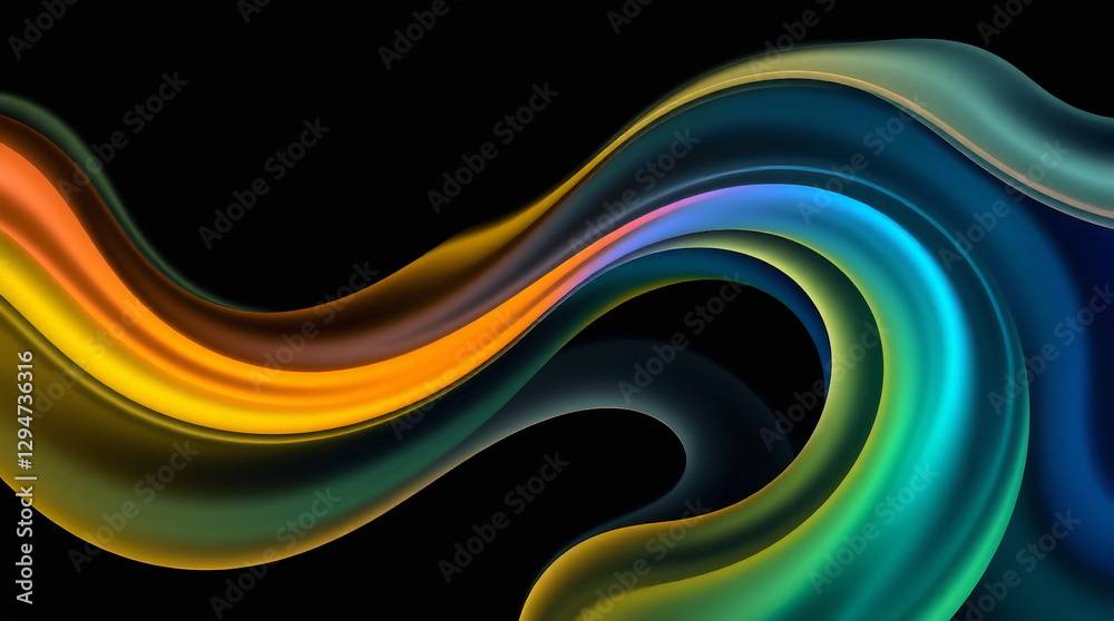 Obraz premium Abstract light streaks flow dynamically with blue and green hues over a dark background