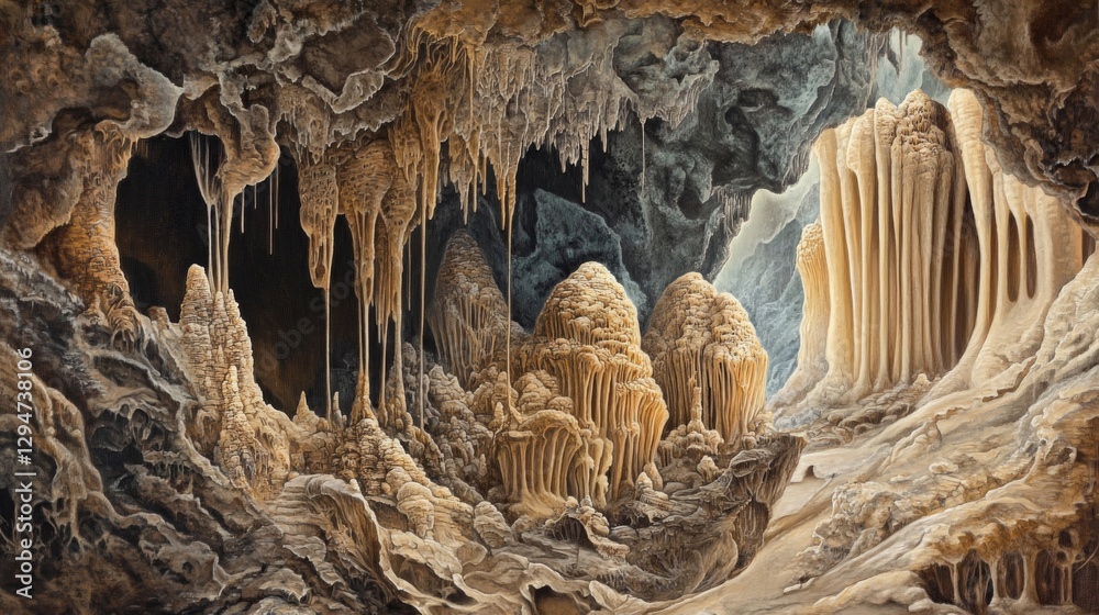 Intricate Beige and Brown Cave Formations Intricate Beige and Brown Cave Formations