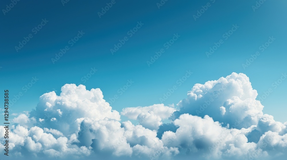 Naklejka premium Soft White Clouds Against a Clear Blue Sky at Daytime