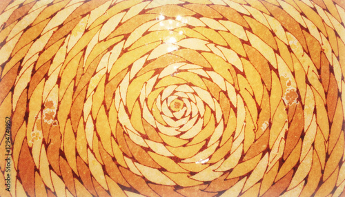 Intricate braided straw mat texture with warm tones, rustic elegance