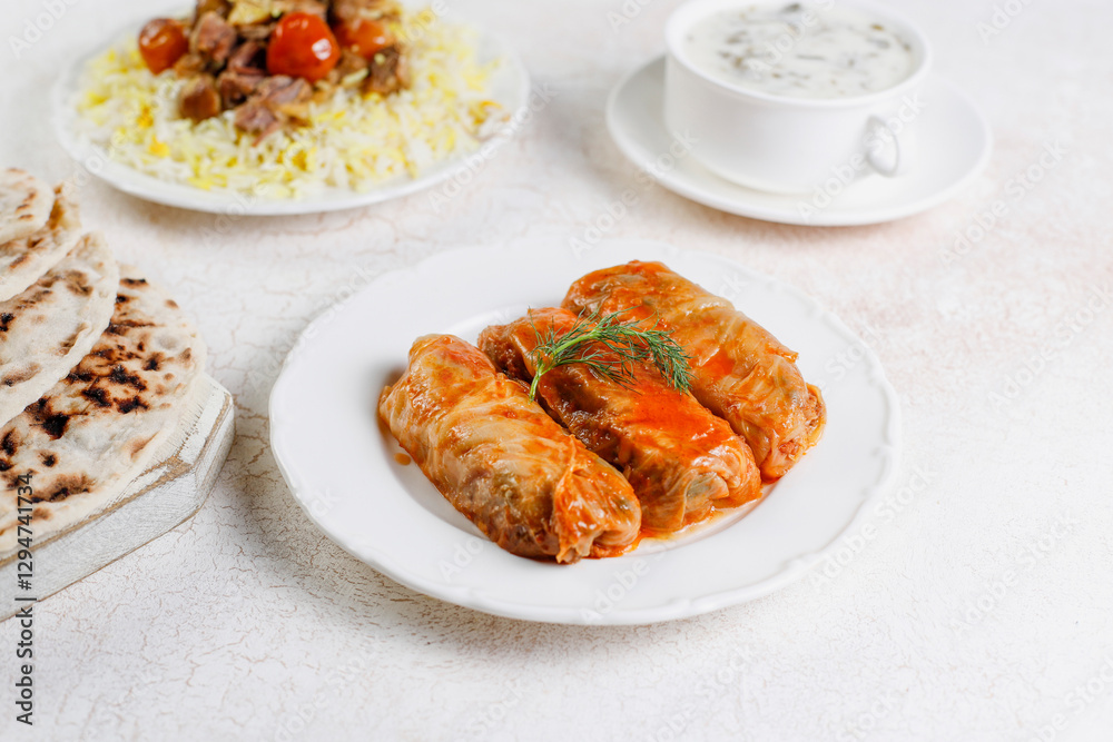 Homemade Cabbage rolls with meat, rice and vegetables. Homemade Cabbage rolls with meat, rice and vegetables.