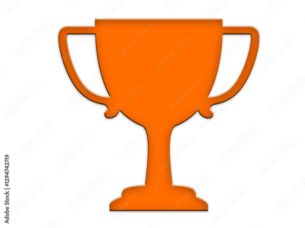 Trophy 3D Cup, Orange Icon on Transparent Trophy 3D Cup, Orange Icon on Transparent
