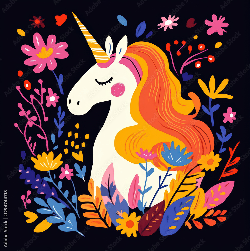 Obraz premium Beautiful unicorn character in Spring