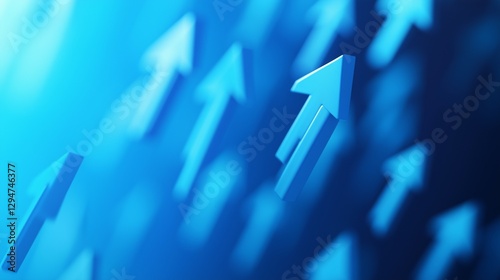 Blue arrows on a blue background. A blue background with arrows up. A spaced growth is connected to the earth. Azure arrows against a lifestyle sapphire backdrop.