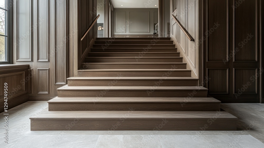Elegant Wooden Staircase in a Classic Interior Elegant Wooden Staircase in a Classic Interior