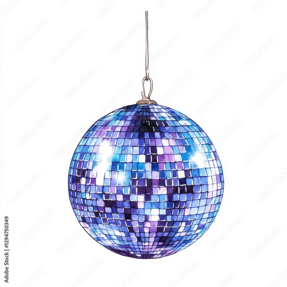 Obraz premium Stock illustration featuring a hand-drawn disco ball in watercolor