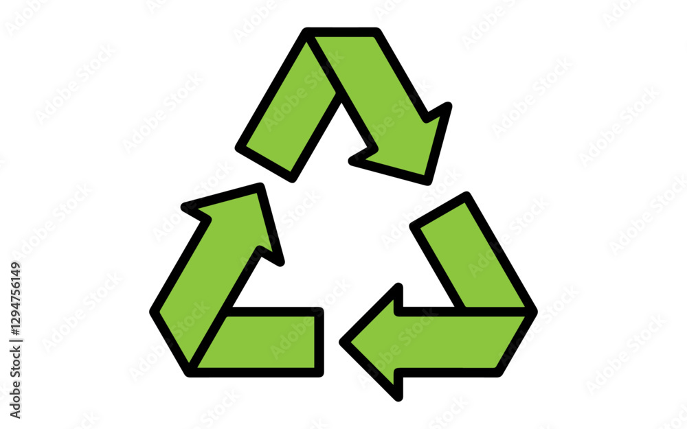 Obraz premium Green eco arrow vector image, png recycle image with arrow shape, green color arrow shape recycle image