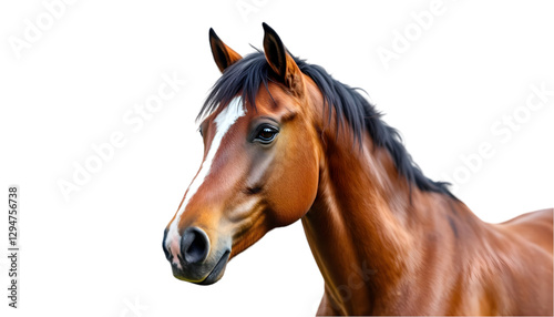 Realistic Illustration Horse, Brown, Mane, Equine, Animal, Mammal, Wildlife, Nature, Portrait, Head