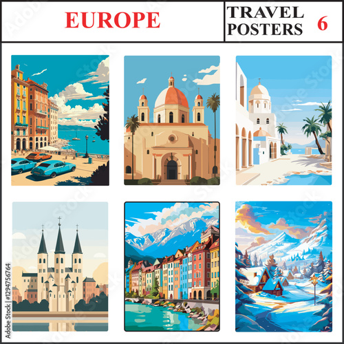Europe Trieste Elche Kos Travel Poster Wall Art Print Collection Set Part 6