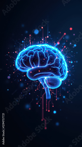 Wallpaper Mural Artificial general intelligence depicted with a stylized human brain emitting neural-like connections against a dark background. Torontodigital.ca