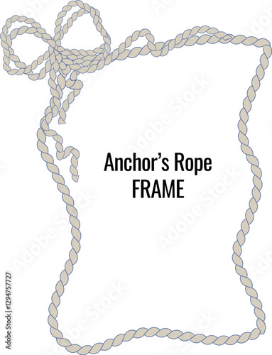 Vector Rope's Frame with bow. Nautical frame trendy flat illustration in retro style for wedding invitations, greeting cards, banners, flyers and other templates.
