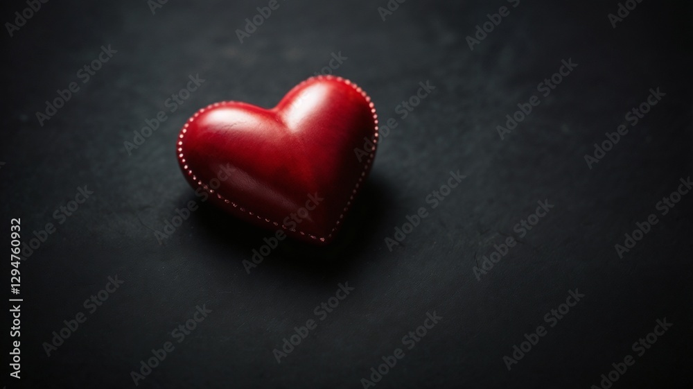 red heart on dark background, text space. Valentine's Day celebration concept red heart on dark background, text space. Valentine's Day celebration concept