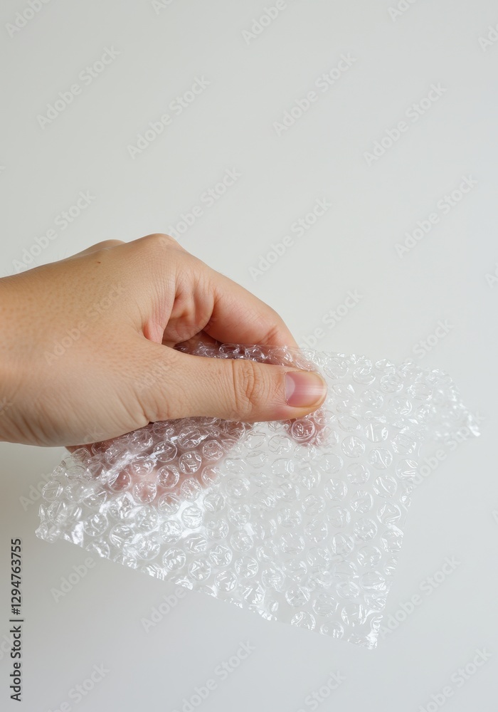 Fototapeta premium A Hand Holding Bubble Wrap Against a White Background