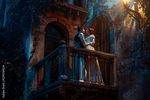 Romeo and Juliet: A Timeless Scene from Shakespeare's Masterpiece in the Moonlight