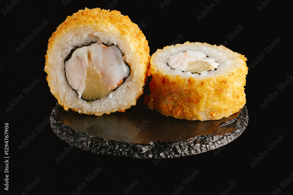 traditional Japanese sushi on a black background
traditional Japanese sushi on a black background