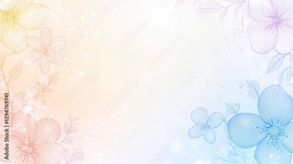 Beautiful background template made of Spring flowers.