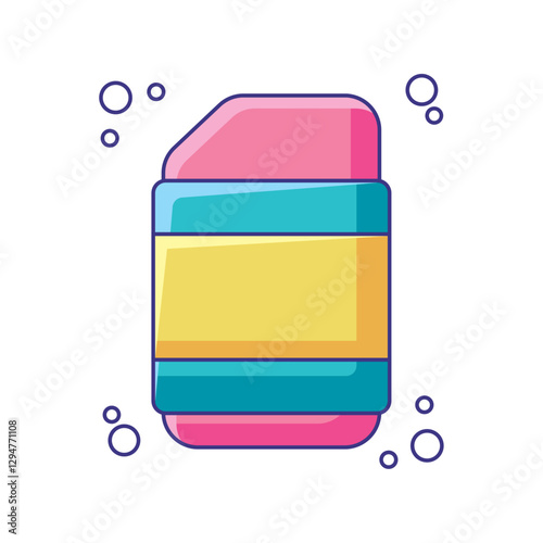Vector illustration of a colorful eraser with pink, blue, and yellow sections, ideal for school and office stationery designs