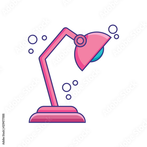 Vector illustration of a modern pink desk lamp, ideal for studying, reading, and home office lighting needs