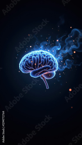 Wallpaper Mural Futuristic representation of artificial general intelligence with a glowing human brain surrounded by digital sparkles. Torontodigital.ca