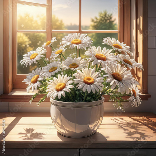Margeriten in einem Topf
