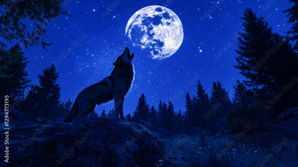 Lone wolf howling at a luminous full moon in a dark misty forest, creating a mysterious and atmospheric wildlife scene perfect for fantasy, Halloween, and nocturnal nature themes
Lone wolf howling at a luminous full moon in a dark misty forest, creating a mysterious and atmospheric wildlife scene perfect for fantasy, Halloween, and nocturnal nature themes
