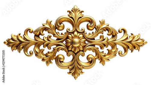 Antique gold corner frame isolated on white background