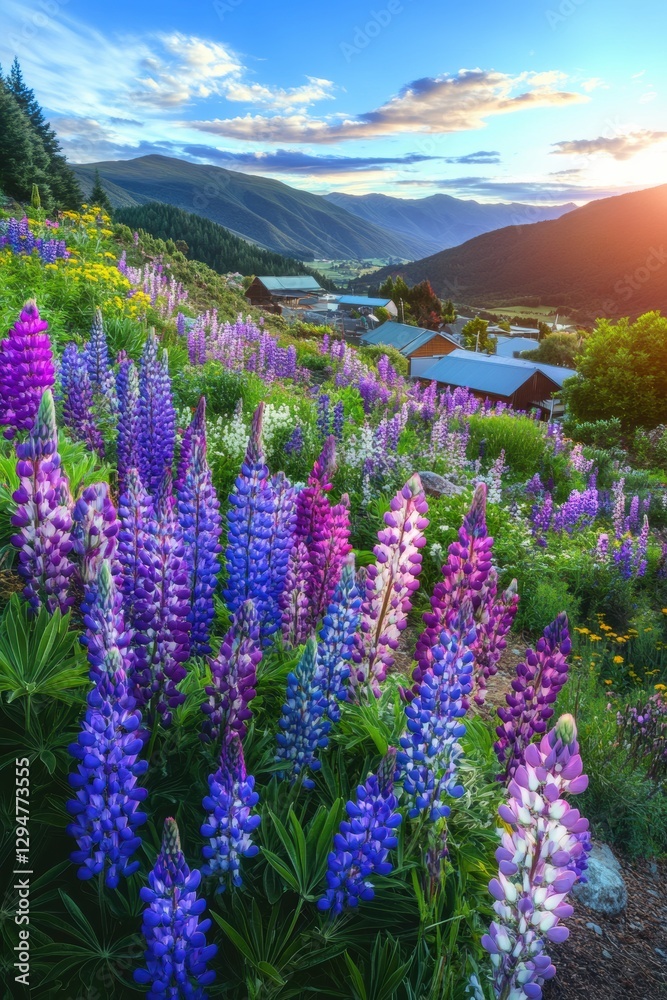 Beautiful colorful wild flowers with snow mountain in Spring. Beautiful colorful wild flowers with snow mountain in Spring.