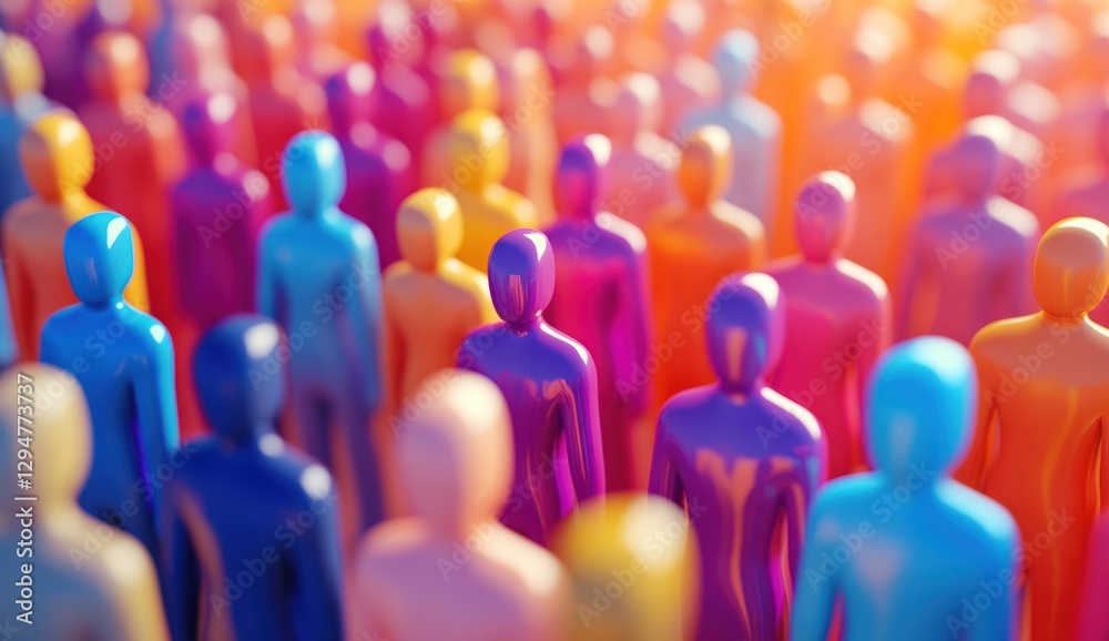 Fototapeta premium Colorful crowd of abstract figures.