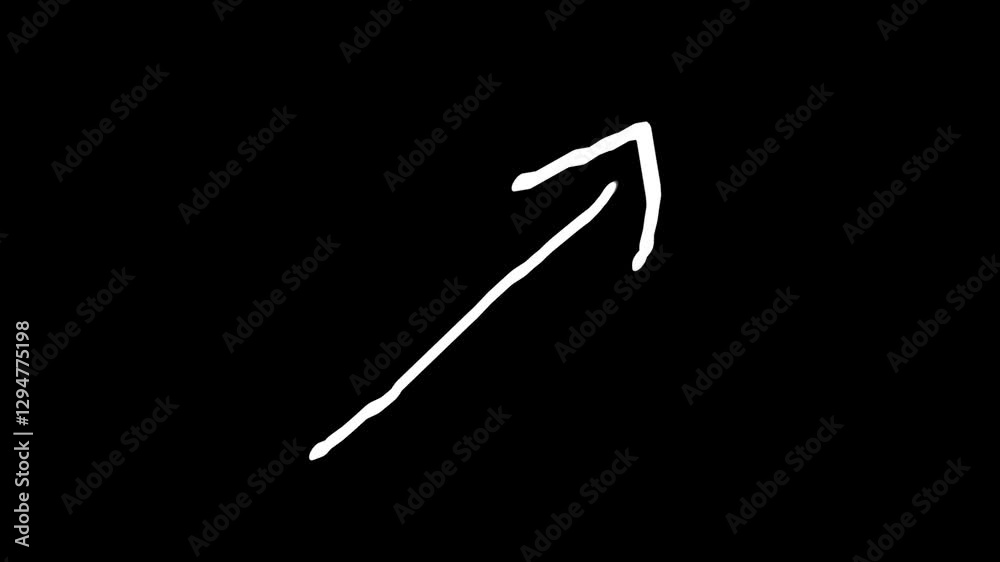 white hand drawn arrow animation with black background
sketch style or scribble effect arrow 4k animation with black background
