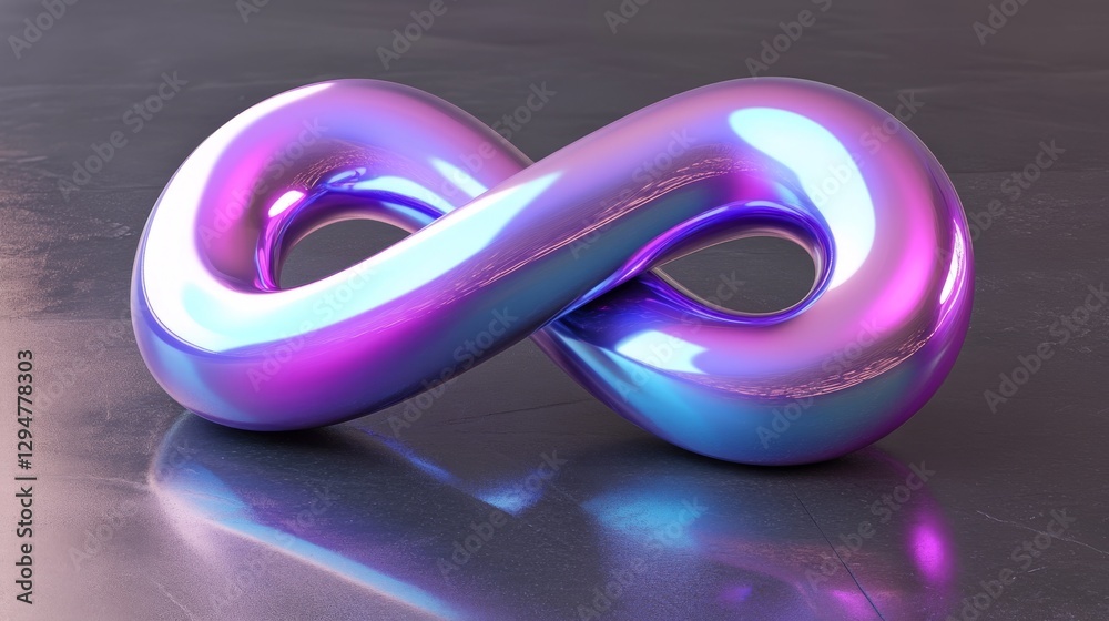 An abstract 3D rendering of a liquid chrome metal shape with a glossy blue hue on a black background. The holographic bubble figure evokes a sense of eternity and infinity, forming a modern Y2K cyber An abstract 3D rendering of a liquid chrome metal shape with a glossy blue hue on a black background. The holographic bubble figure evokes a sense of eternity and infinity, forming a modern Y2K cyber