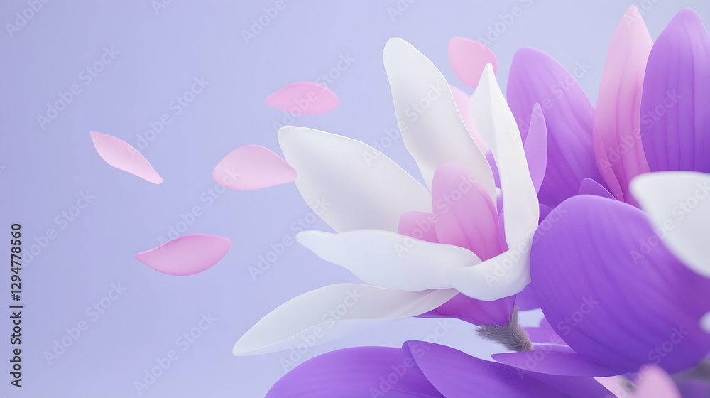 Fototapeta premium Delicate pastel magnolia blossoms in flight