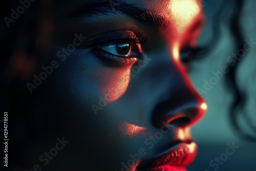 Sun Reflection - Woman Portrait of Light and Shadow