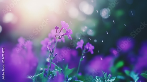 Close-up of purple lavender flowers in a garden, serene and minimalist composition with natural lighting