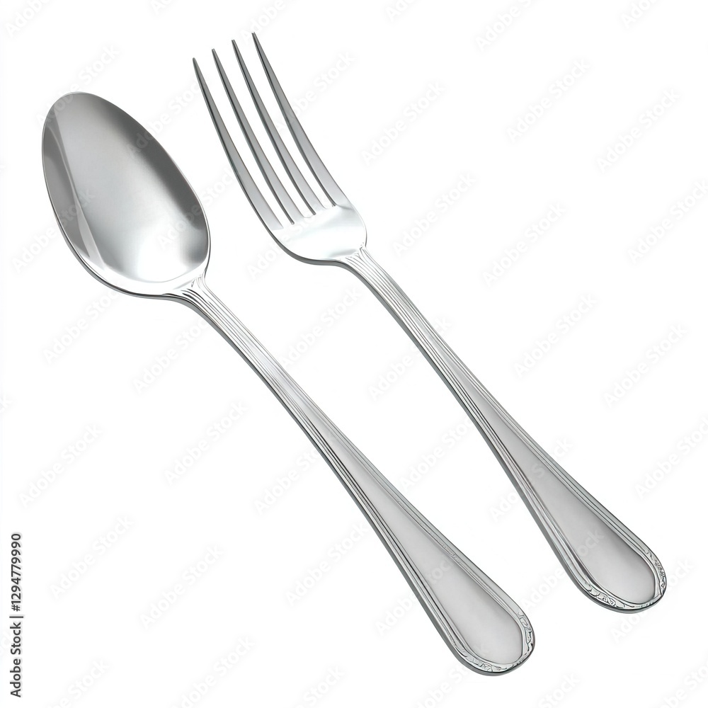 Elegant Spoon and Fork Set Against a Simple Background, Bakery equipment and tools concept. Elegant Spoon and Fork Set Against a Simple Background, Bakery equipment and tools concept.