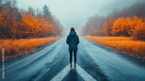 The idea of making a decision, depicted as someone standing before a split in the road, deciding which way to proceed
