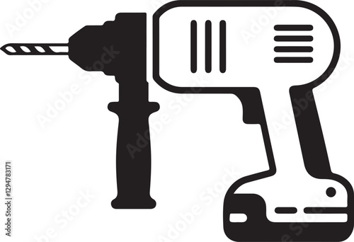 Vector Icon Electric Drill, Power Tool, Construction Equipment, DIY Repair