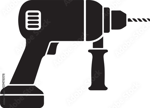 Vector Icon Electric Drill, Power Tool, Construction Equipment, DIY Repair