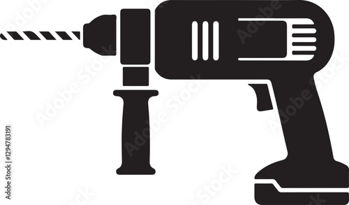 Vector Icon Electric Drill, Power Tool, Construction Equipment, DIY Repair