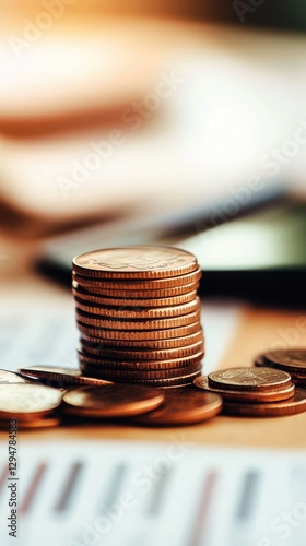 Stacks of golden coins gleam under light, symbolizing wealth and financial success