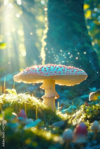 Wallpaper Mural Closeup view of fresh mushroom in forest in Spring. Torontodigital.ca