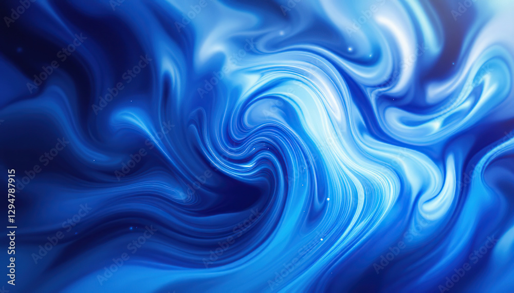 Abstract Blue Swirl Liquid Paint Texture Background