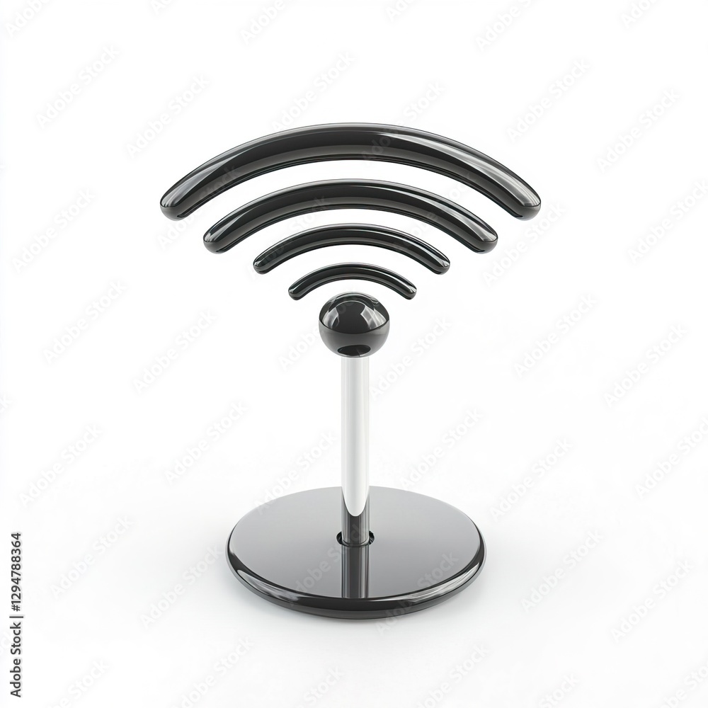 Modern Wi-Fi Signal Icon on White Background for Digital Connectivity, Cinema Equipment Concept. Modern Wi-Fi Signal Icon on White Background for Digital Connectivity, Cinema Equipment Concept.