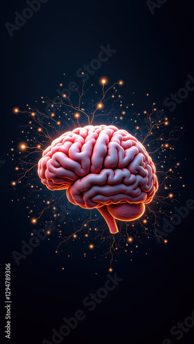 Wallpaper Mural A visually striking illustration of a human brain with fireworks exploding around it, symbolizing AI's explosive potential for human cognition and intelligence. Torontodigital.ca