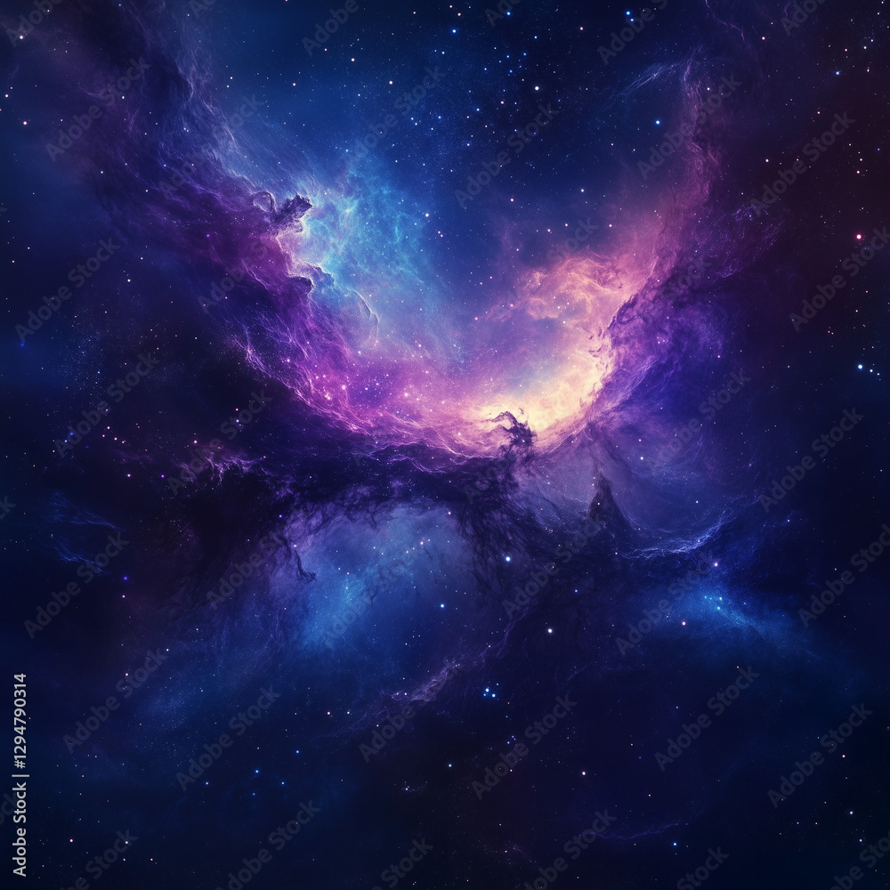 Fototapeta premium Stunning Deep-Space Nebula with Vibrant Cosmic Clouds and Starfields, Background or Wallpaper