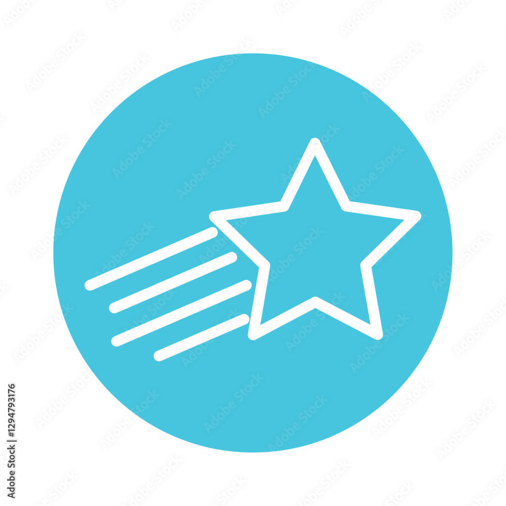 Vector image of a star icon in white lines with a blue background Vector image of a star icon in white lines with a blue background
