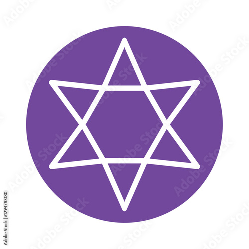 Vector image of a star icon in white lines with a purple background