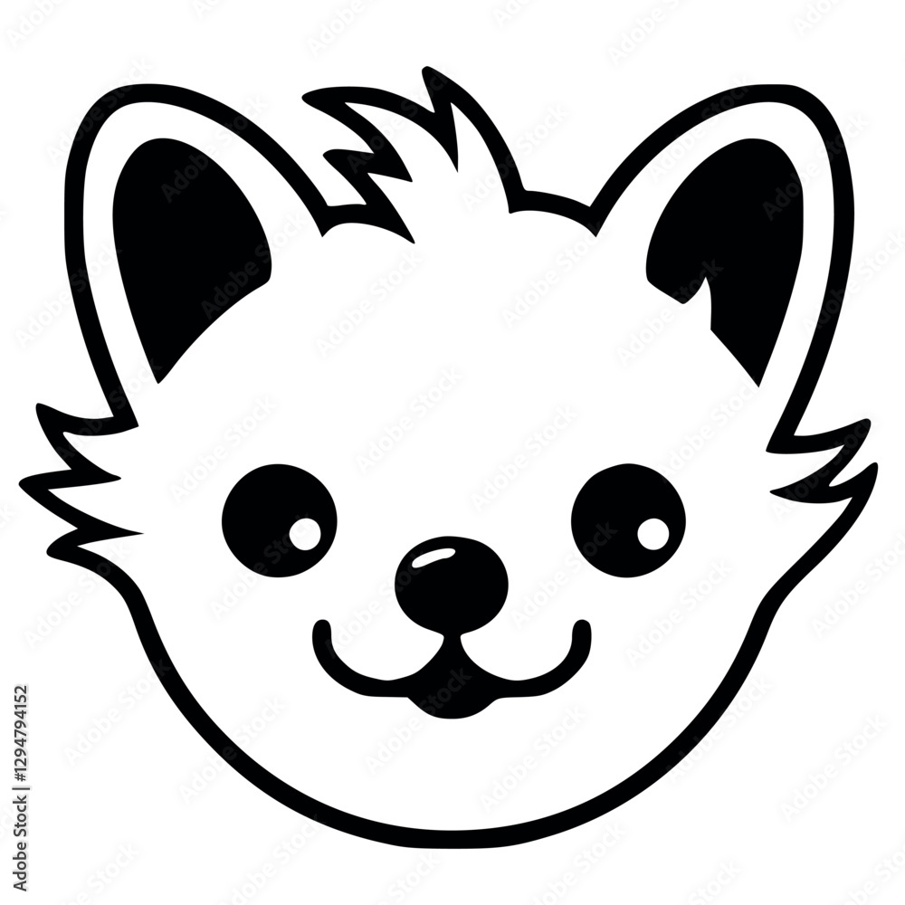 Cute Fluffy Dog – Minimalist Black and White Pet Illustration Cute Fluffy Dog – Minimalist Black and White Pet Illustration
