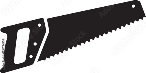 Vector Icon Hand Saw, Carpentry Tool, Woodcutting, Construction Equipment