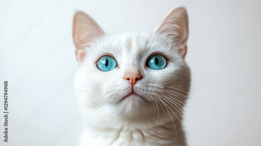 Black cat with striking green eyes portrait on white background Black cat with striking green eyes portrait on white background